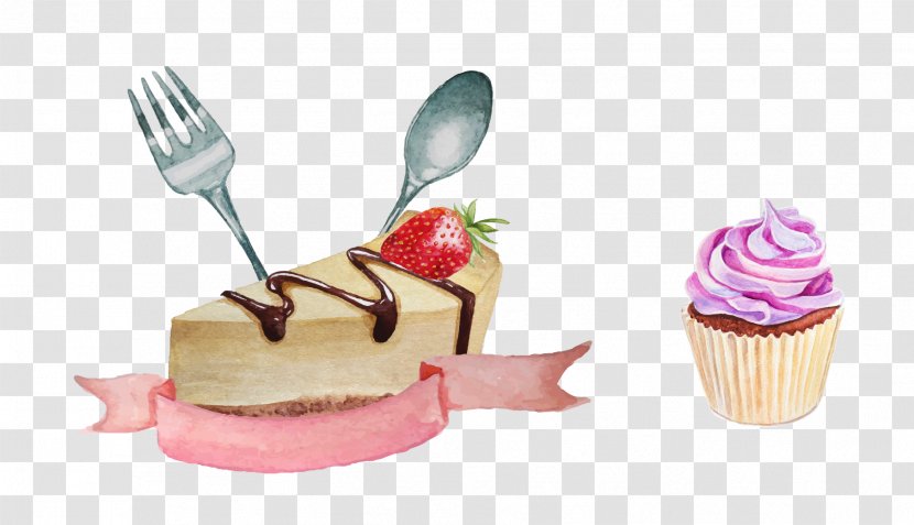 Bakery Cupcake Cream Dessert - Cake - Vector Knife And Fork Transparent PNG