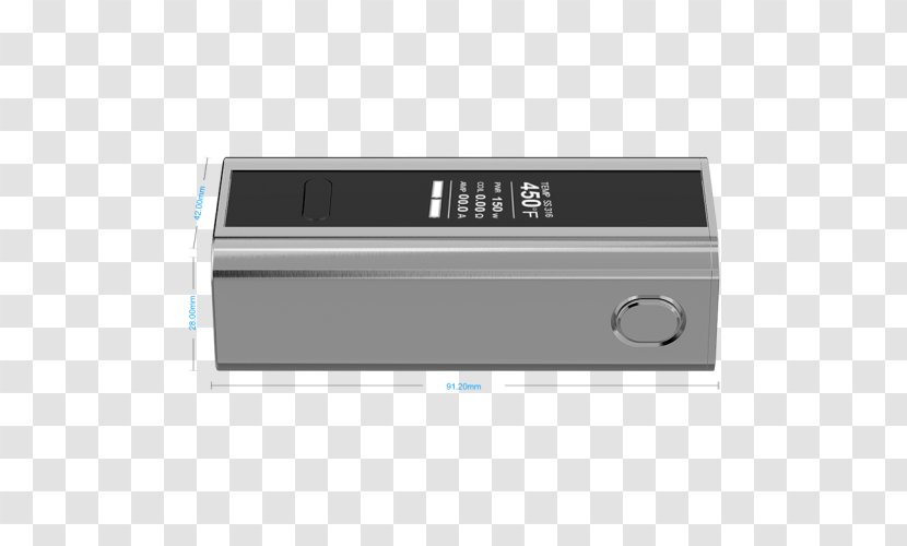 Cuboid Electronic Cigarette Silver Temperature Control System Transparent PNG