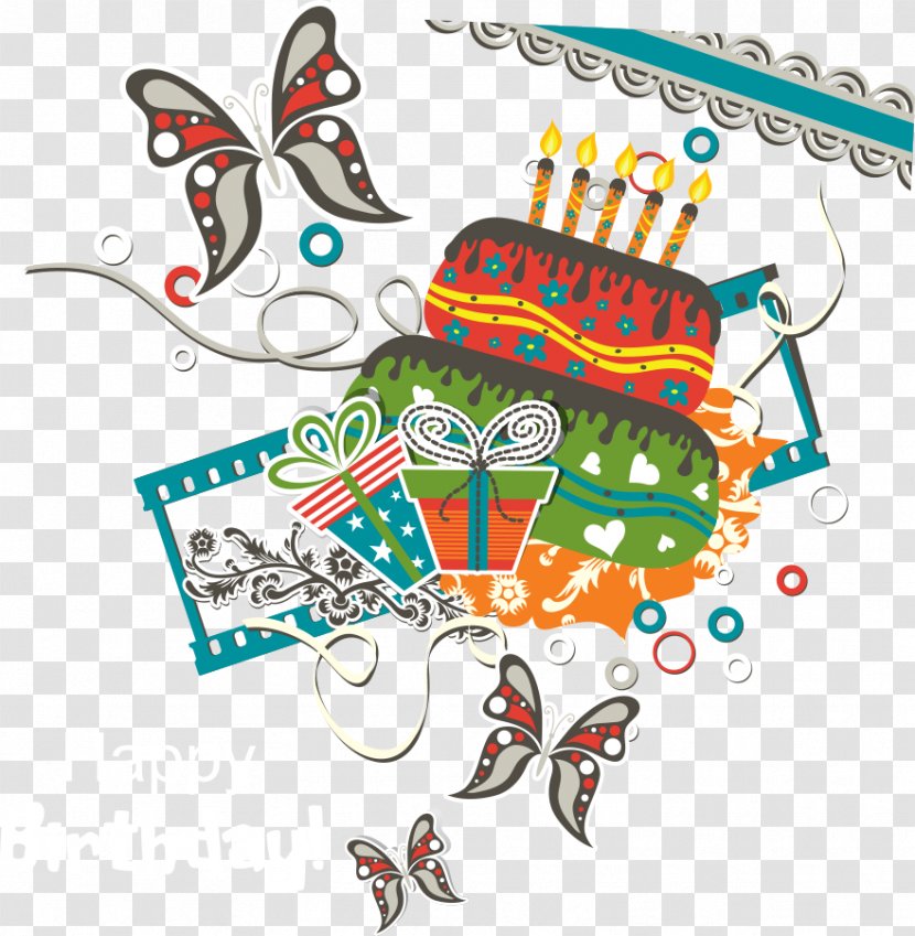 Birthday Cake Clip Art - Vector Butterfly Background Transparent PNG