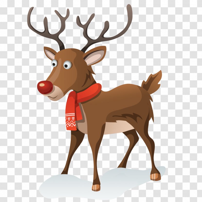Rudolph Reindeer Santa Claus Christmas Day Vector Graphics - Mammal - Eland Transparent PNG