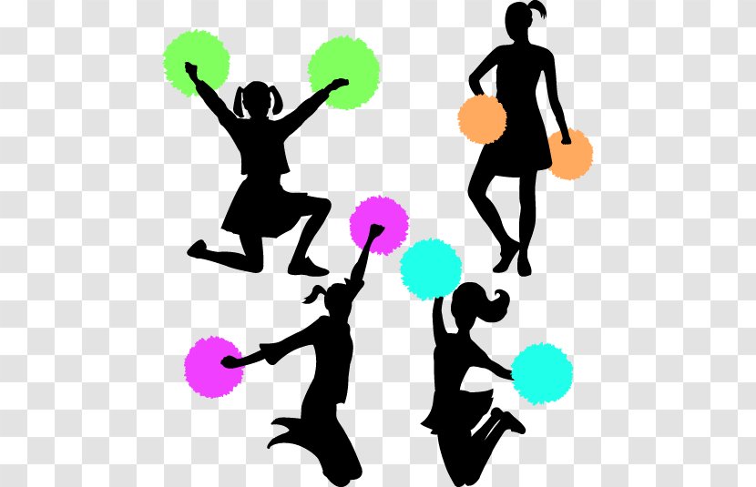 Cheerleading Clip Art - Area - Cartoon Silhouette Cheerleaders Transparent PNG