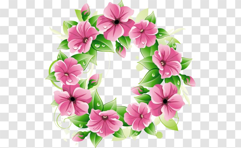 Flower Garland Clip Art - Pink - Floral Banner Transparent PNG