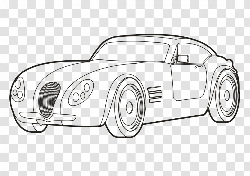 Sports Car Drawing Line Art - Motor Vehicle - Mcqueen Transparent PNG