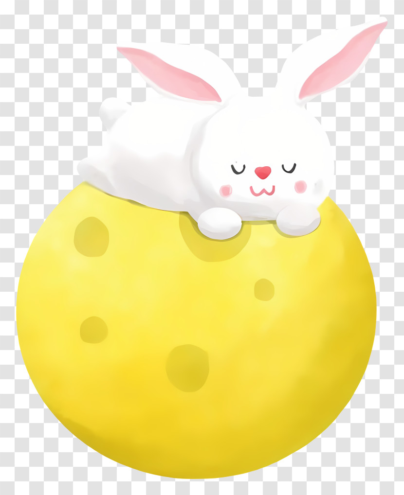 Bunny Sleeping On Moon - Cute White Rabbit On The Moon Transparent PNG