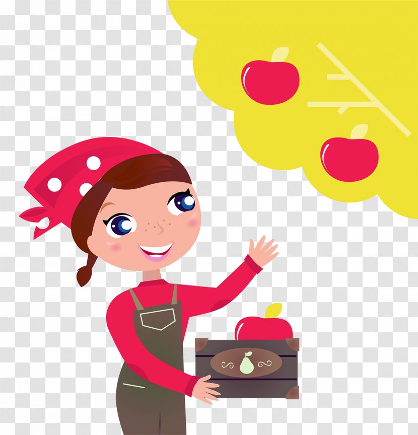 Drawing Royalty-free Illustration - Silhouette - Cartoon Characters, Rural Women Picking Apples Transparent PNG