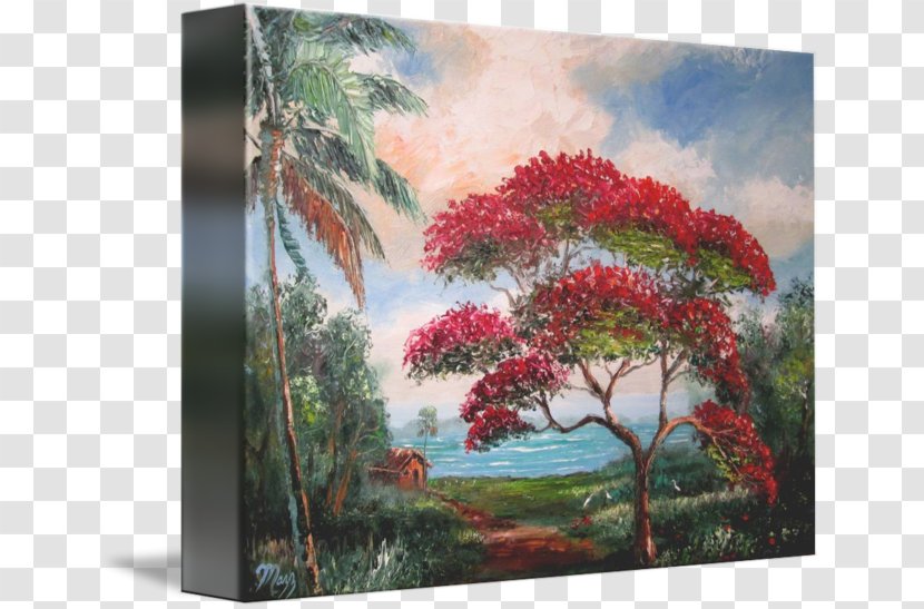 Painting Acrylic Paint Tree Modern Art - Royal Poinciana Transparent PNG