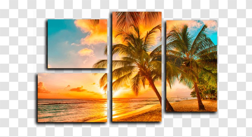 Sunset Beach Tropical Islands Resort Mural Wallpaper Transparent PNG