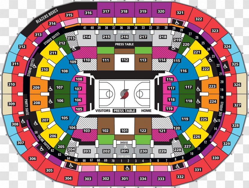 Moda Center RoseQuarter Portland Trail Blazers NBA Seating Assignment - Nba Transparent PNG