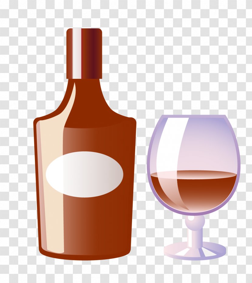 Red Wine Sundae Bottle - Designer - Creative Hand-painted Transparent PNG