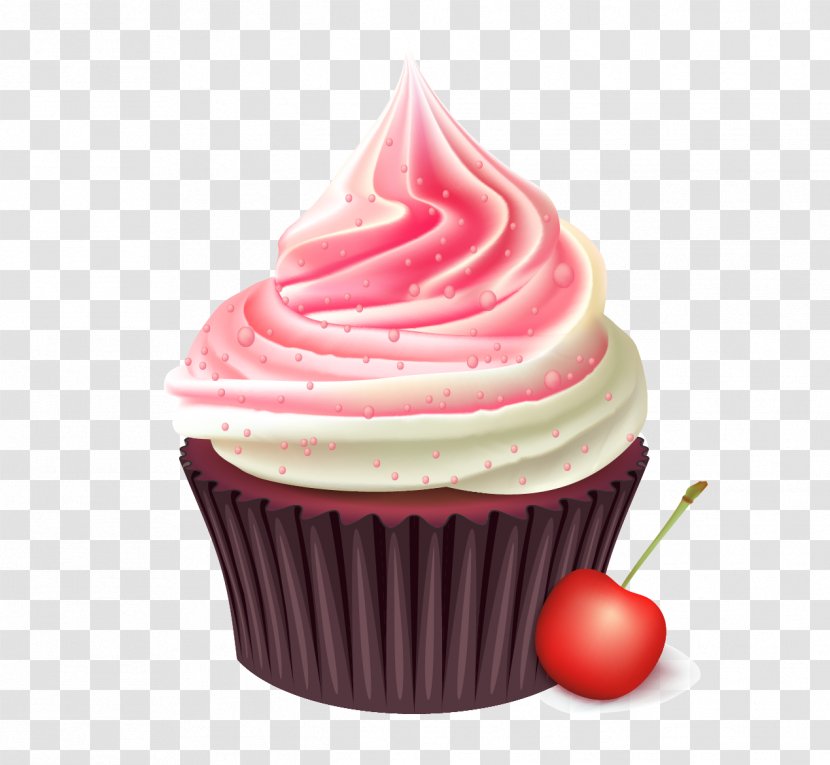 Cupcake Bakery Muffin Birthday Cake Cream - Cherry Cupcakes Transparent PNG