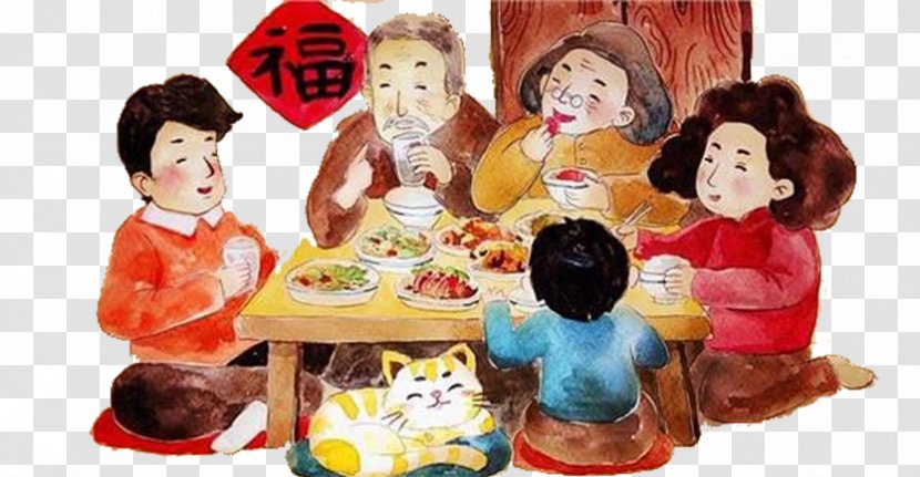 China Chinese New Year Dinner Oudejaarsdag Van De Maankalender - Cartoon Customs Transparent PNG