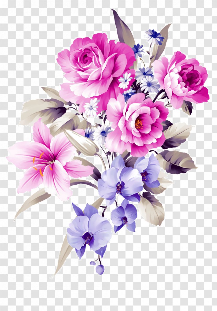 Flower Bouquet Purple Clip Art - Watercolor Painting - Water Color Flowers Transparent PNG