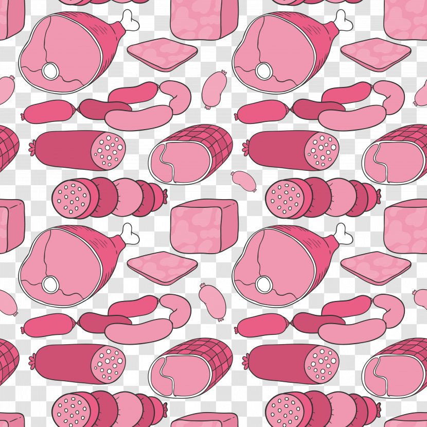 Chinese Sausage Ham Food - Heart - Cartoon Gourmet Background Decorative Elements Transparent PNG