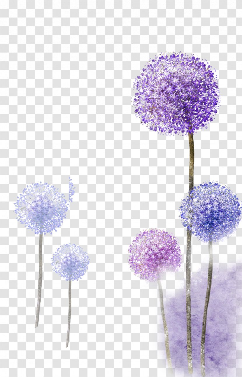 Watercolor Painting Illustration - Petal - Large Purple Onion Flower Picture Material Transparent PNG