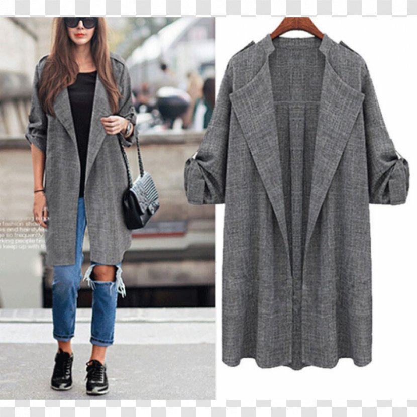 Cardigan Trench Coat Sweater Sleeve - Fashion - Jacket Transparent PNG
