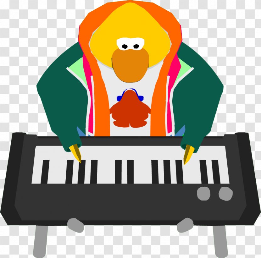Computer Keyboard Club Penguin Acoustic Guitar Clip Art - Cartoon Transparent PNG