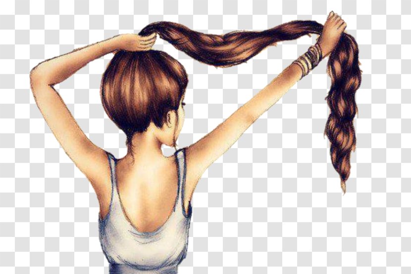 Drawing Long Hair Woman Hairstyle - Tree Transparent PNG
