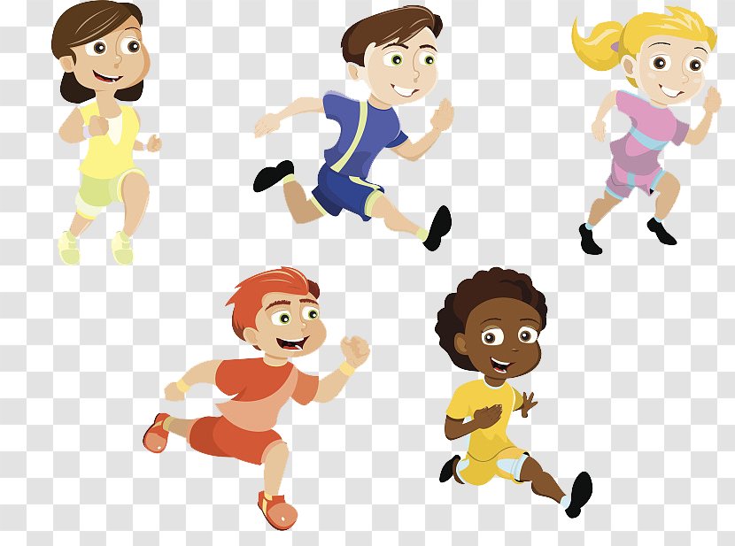 Running Child Clip Art - Cartoon - We Work Together To Keep Fit ...