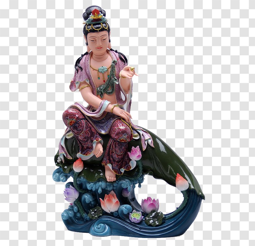 Guan Yin Of The South Sea Sanya Guanyin Statue Buddhism Buddharupa - Wave - Lotus Flower Transparent PNG