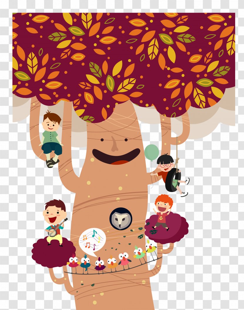 Cartoon Child Illustration - Poster - Children Play In The Trees Transparent PNG
