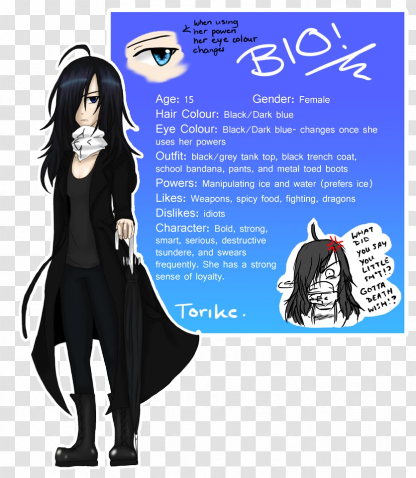 Black Hair Poster Animated Cartoon - Blue - Torike Transparent PNG