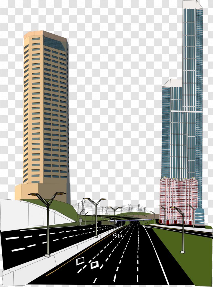 Metropolitan Area Facade Mixed-use Building Tower - City - Driving Transparent PNG