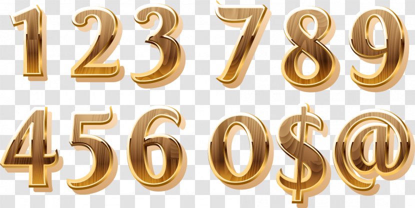 Number Arabic Numerals - Brass - Digital Vector Golden Grain Transparent PNG