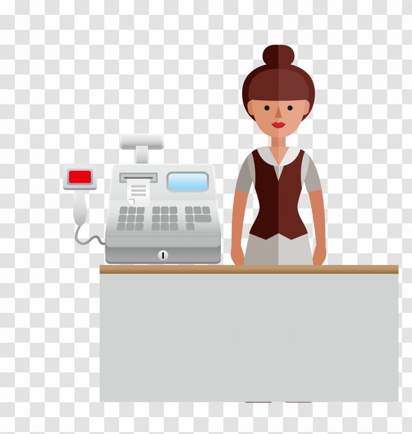 Cartoon Supermarket - Woman - Vector Professional Women Salesman Transparent PNG