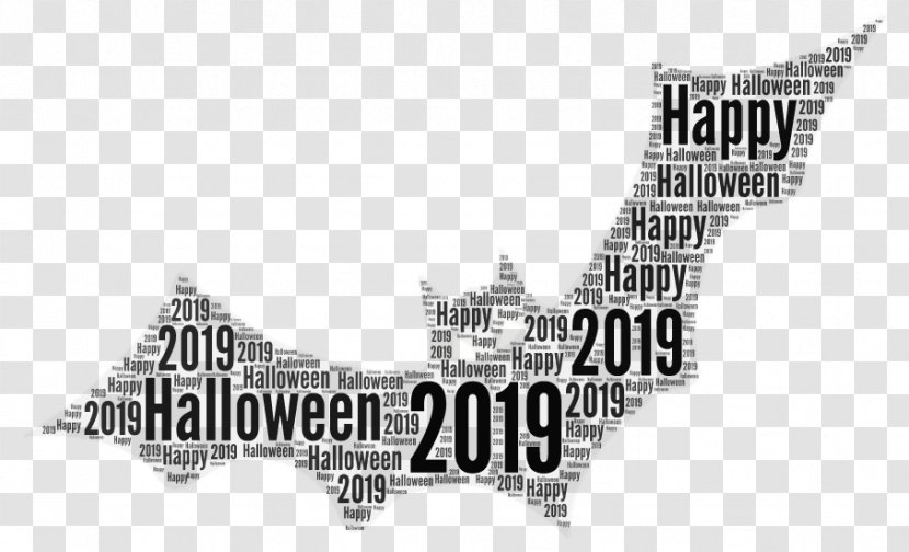 Happy Halloween Text - 2019 - Drawing Blackandwhite Transparent PNG