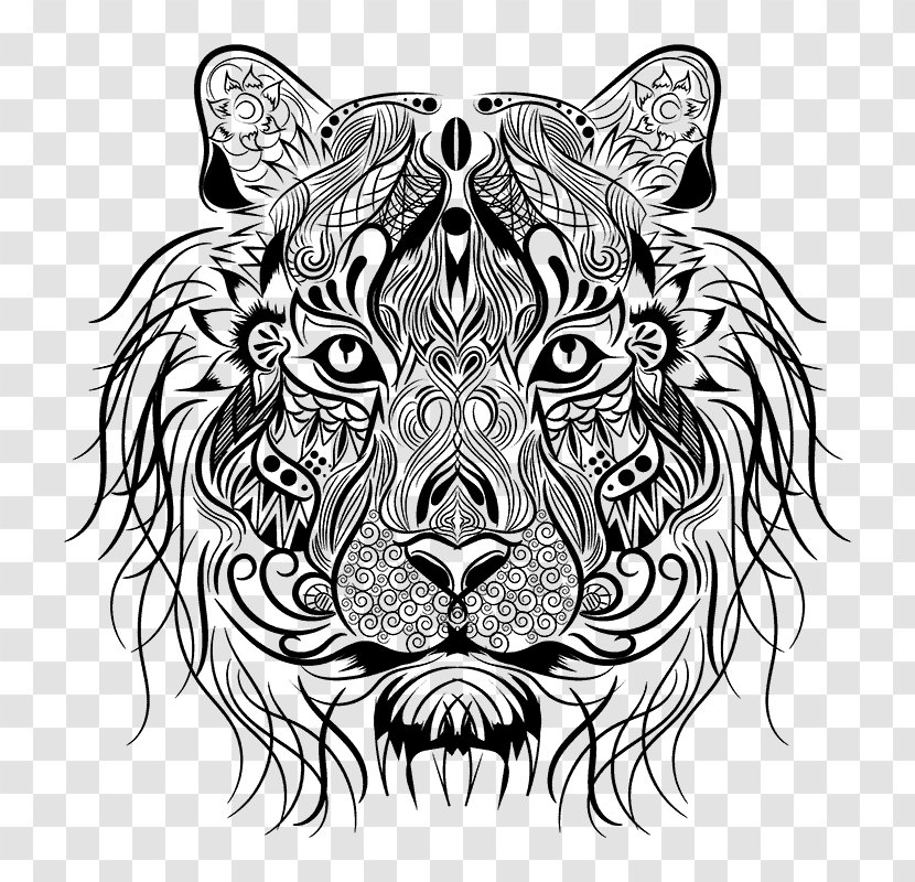 Coloring Book Tiger Lion Drawing - Face Transparent PNG