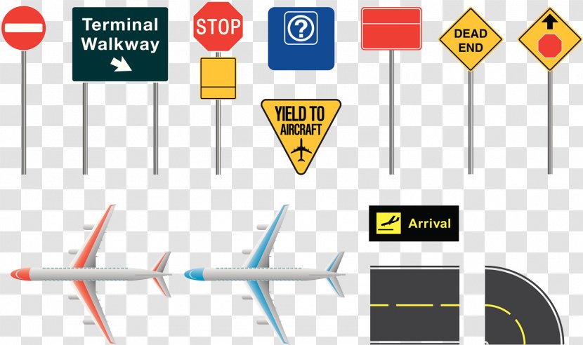 Airplane Airport Traffic Sign Illustration - Banner - Signboard Transparent PNG