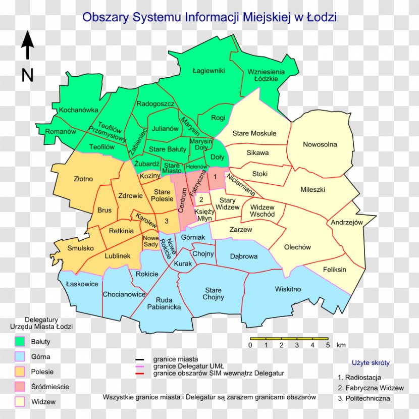 Map Podział Administracyjny Łodzi System Informacji Miejskiej W City District Żubardź - World Transparent PNG
