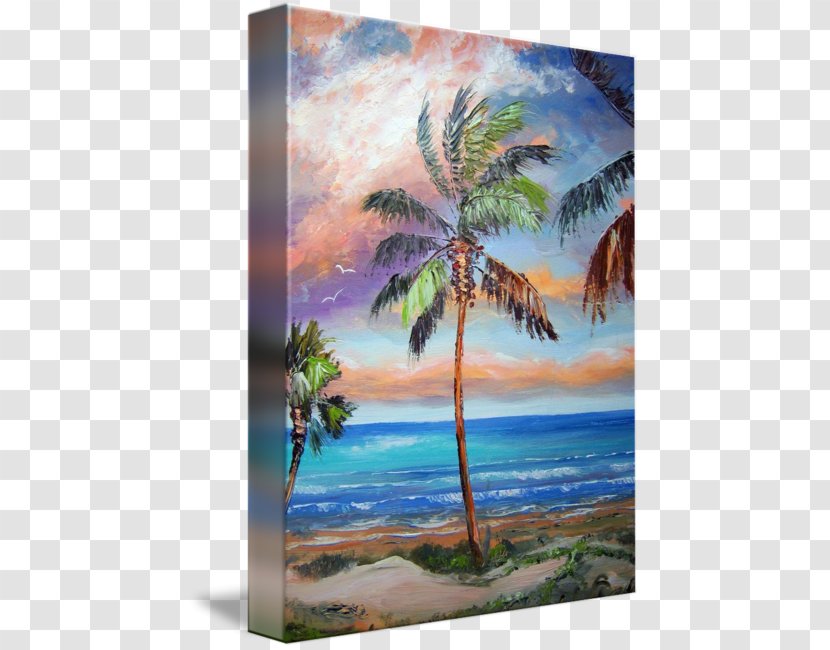 Painting Gallery Wrap Acrylic Paint Art Canvas - Sky - Palm Tree Island Transparent PNG