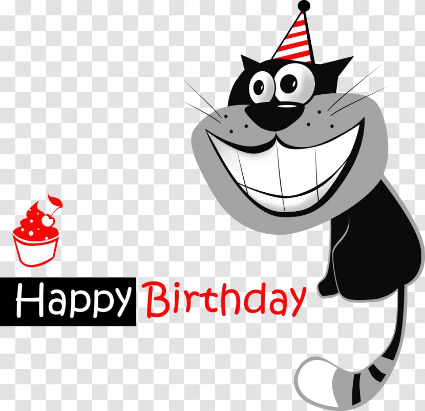 Happy Birthday To You Greeting Card Wish Smile - Technology - Vector Cartoon Cat With Ice Cream Transparent PNG