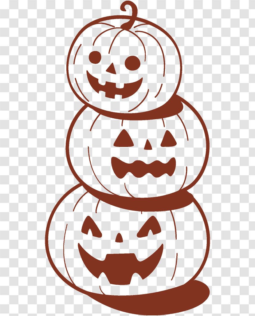 Jack-o-Lantern Halloween Carved Pumpkin - Happy Line Art Transparent PNG