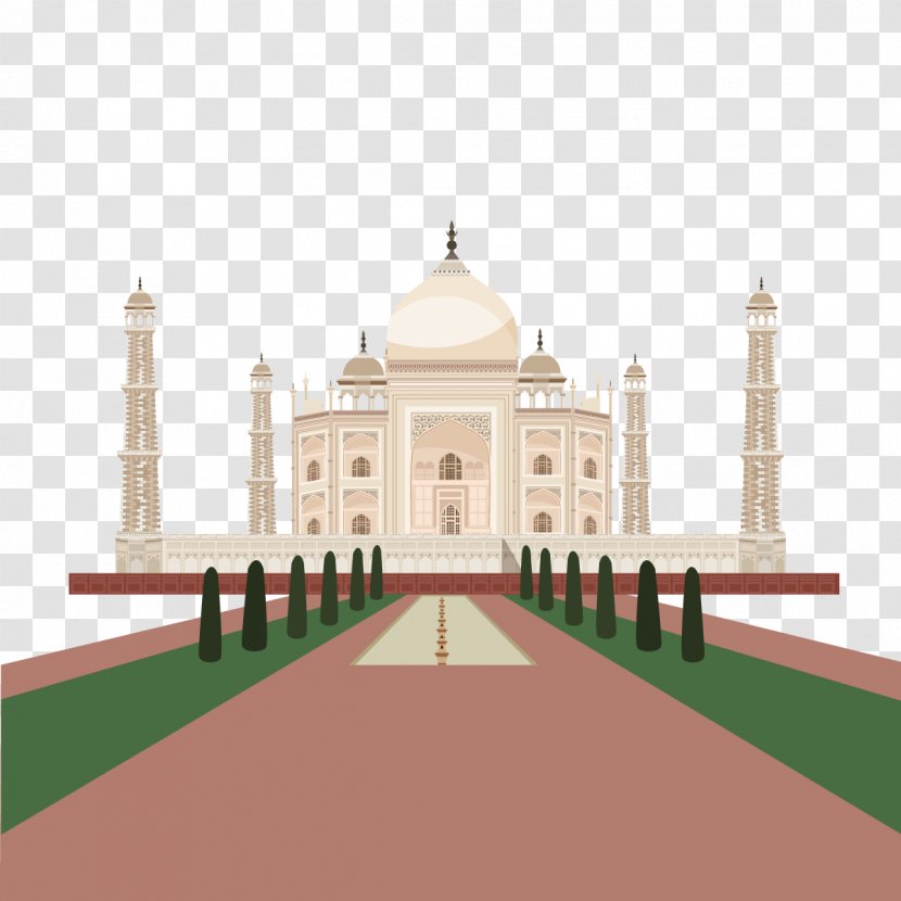 Taj Mahal Landmark Wonders Of The World Icon - Mosque - Vector Transparent PNG