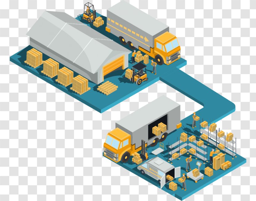 Logistics Warehouse Freight Transport Isometric Projection Transparent PNG