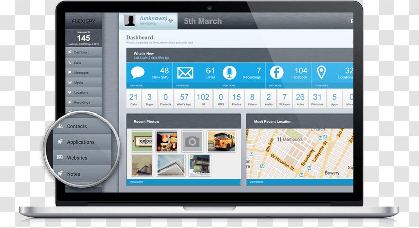 Mobile Phone Tracking Dashboard Computer Software IPhone - Smartphone - Kik Messenger Transparent PNG
