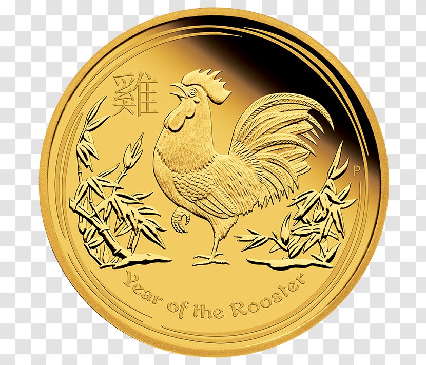 Perth Mint Rooster Lunar Series Gold Coin - Chinese Year Of The Wind Transparent PNG