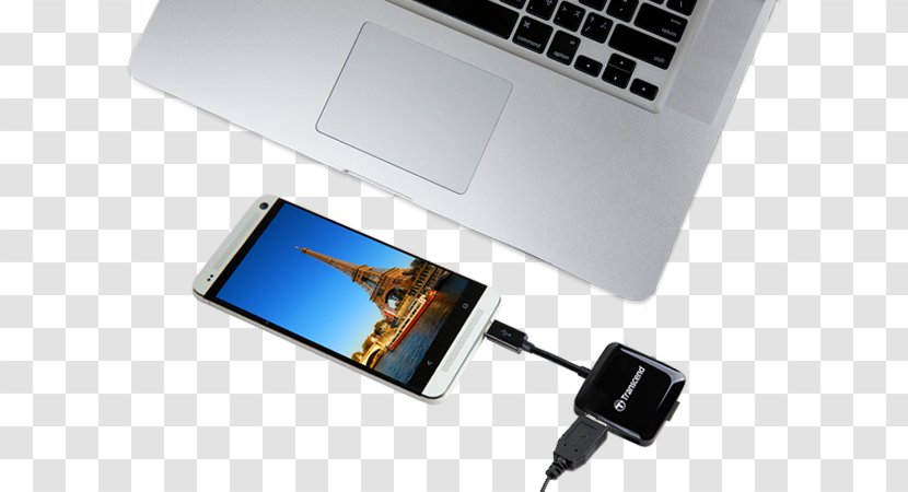 Laptop Transcend Information Card Reader USB On-The-Go Flash Memory Cards - Hardware Transparent PNG