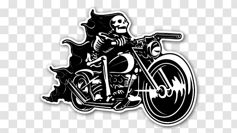 Motorcycle Skull Sticker Skeleton Bicycle - Shop Transparent PNG