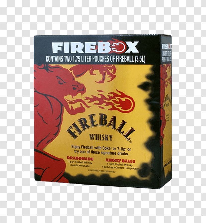 Fireball Cinnamon Whisky Distilled Beverage Whiskey Canadian Beer - Product Box Transparent PNG
