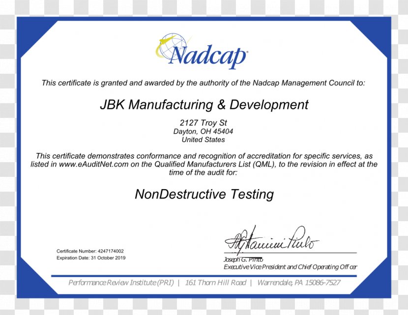 Nadcap Inspection Manufacturing Coordinate-measuring Machine Nondestructive Testing - Diagram - Danbury Precision Transmission Transparent PNG