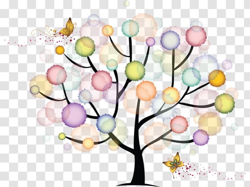 Butterfly Tree Circle Illustration - Art - Colorful Trees And Butterflies Transparent PNG