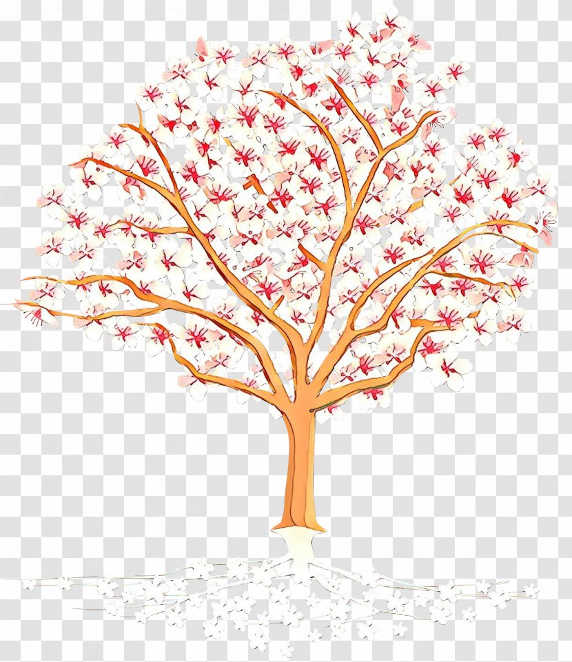 Cherry Blossom Tree Drawing - Pink - Flower Plant Stem Transparent PNG