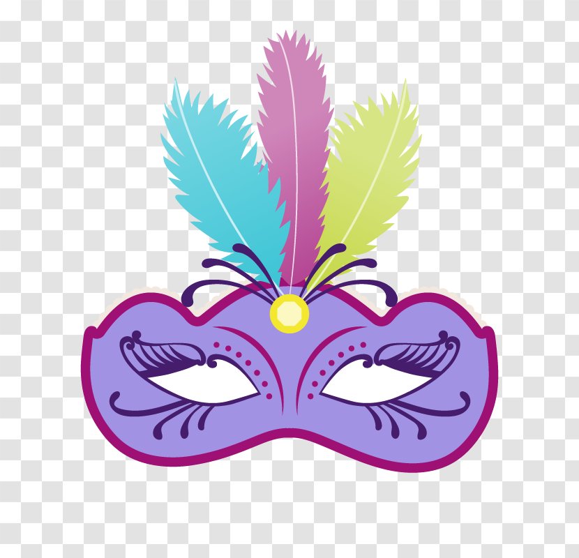 Carnival In Rio De Janeiro Brazilian Mask - Purple - Dance Feather Vector Transparent PNG