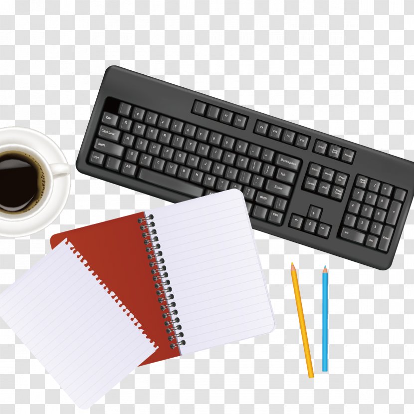 Office Supplies 3D Computer Graphics Notebook - Vector Keyboard Transparent PNG