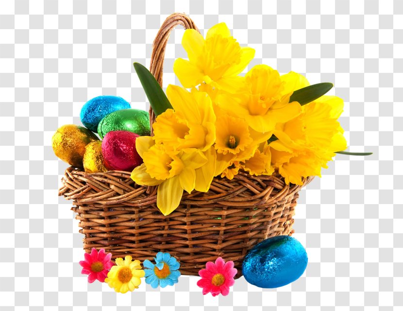 Easter Bunny Basket Egg - Cut Flowers Transparent PNG