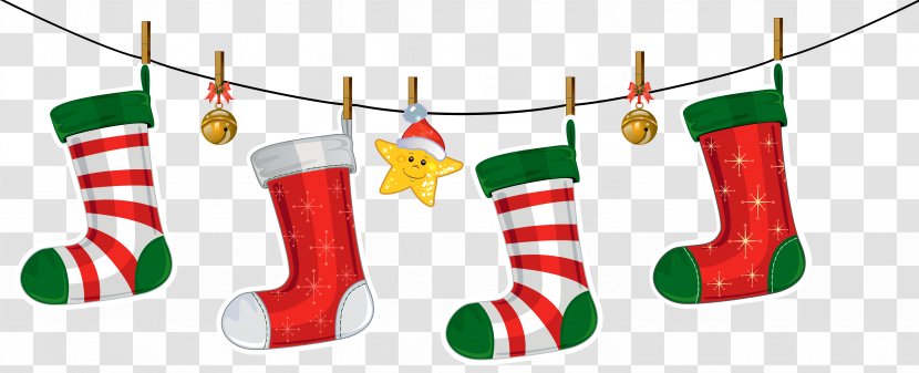 Christmas Decoration Ornament Santa Claus Clip Art - Holiday - Transparent Stockings Clipart Transparent PNG