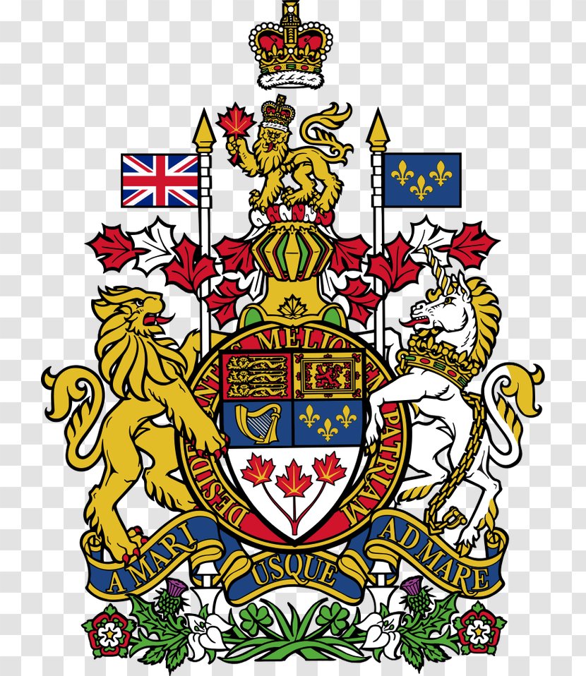 Arms Of Canada Royal Coat The United Kingdom Canadian Heraldry - Mari Usque Ad Mare Transparent PNG